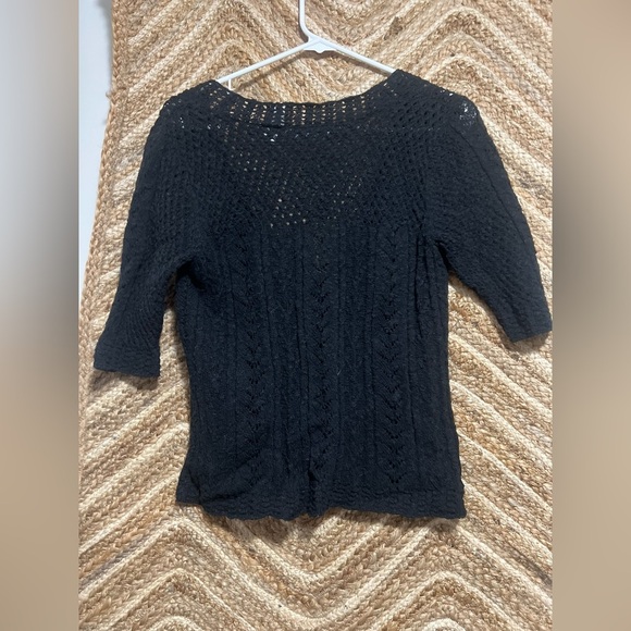 JH Collectibles Vintage Women's Black Crotchet Knit Cardigan, Size L - Picture 5 of 10